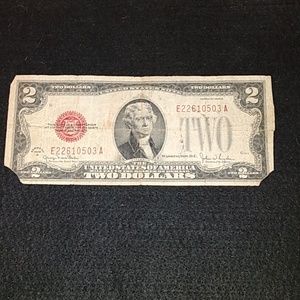 1928-G Misaligned $2 Dollar Bill-Large Red Seal